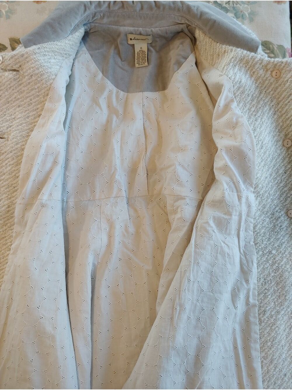 Anthropologie Elevenses Rockwell Wool Blend Retro Look Pea Coat Size 0 Cream - Picture 15 of 16